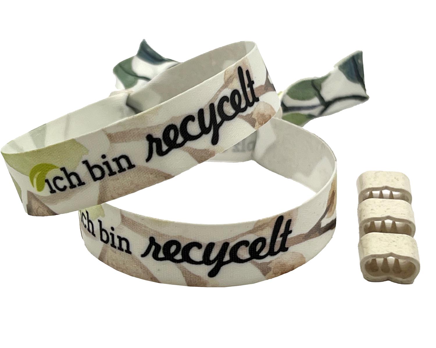 Stoffarmband bedruckt aus rPET 15mm Umweltfreundliche Eintrittsbänder aus recycling Material